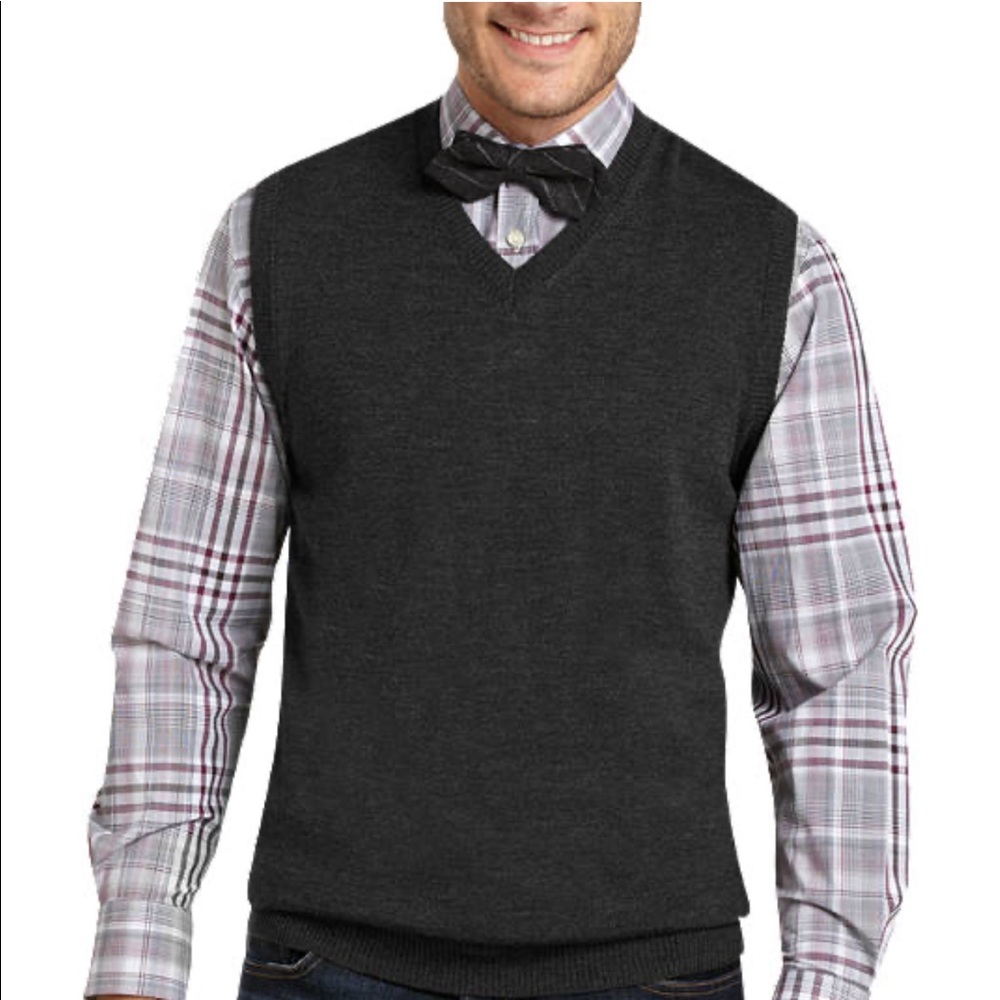 Pronto Uomo Charcoal 100% Merino Wool Sweater Vest Size L